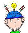 student wearing a thinking cap